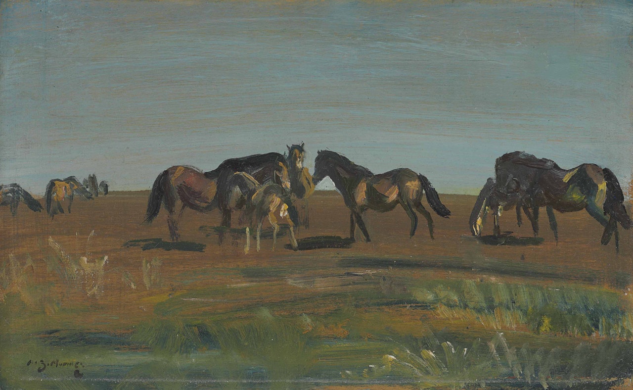 Exmoor Ponies Study No. 14 by Alfred James Munnings