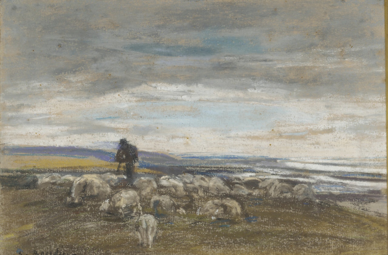 Pâturage aux moutons, côte normande by Eugène Boudin