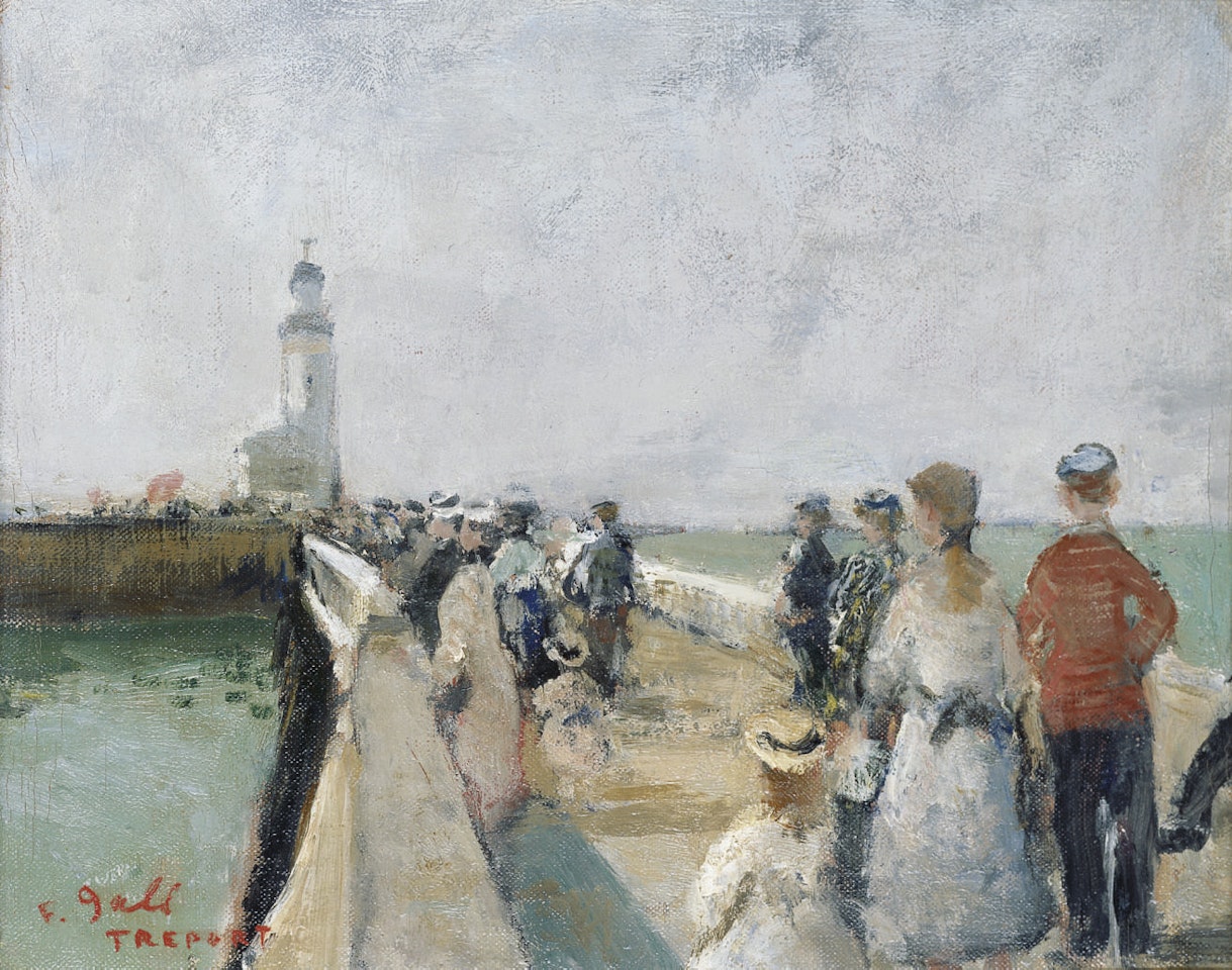 Promenade en famille, sur la digue du Tréport by François Gall