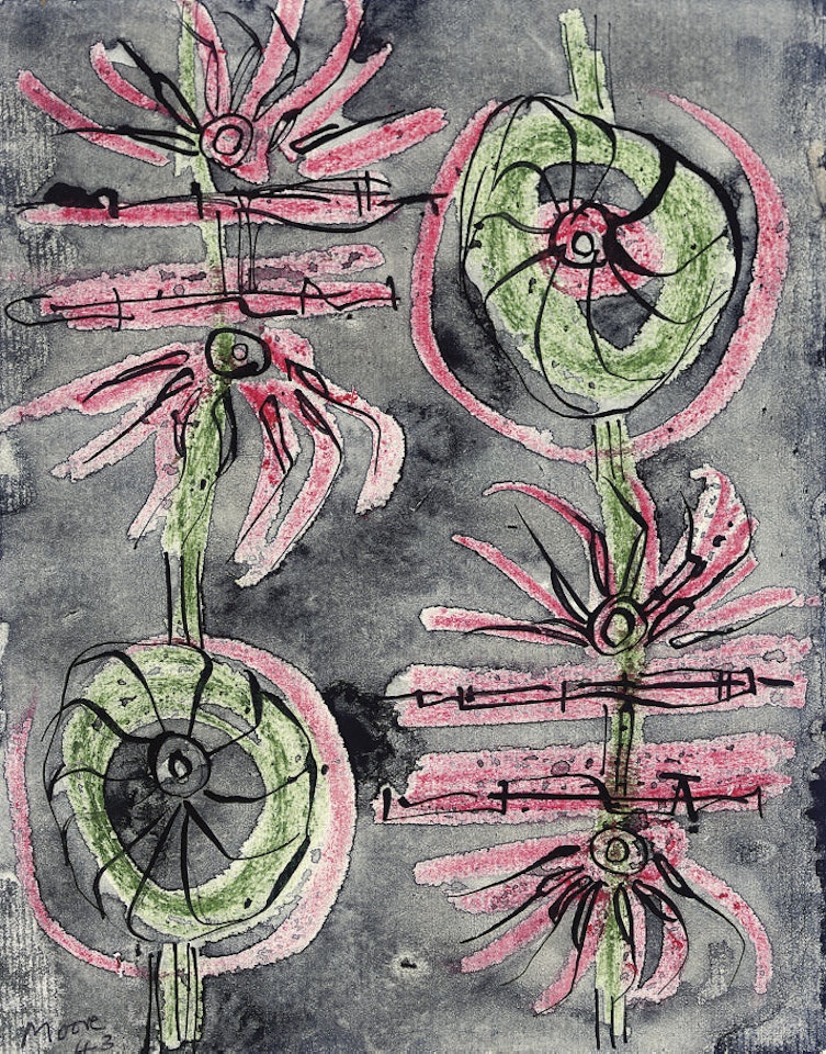 Textile design, Dahlias by Henry Moore