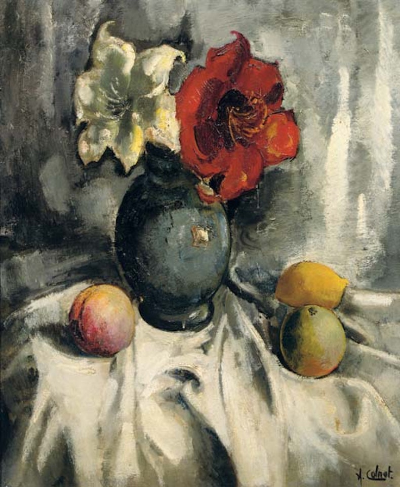 A still life with amaryllis in a vase by Arnout Colnot