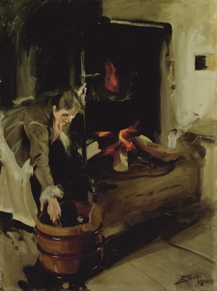 Vid spisen (By the fireplace) by Anders Zorn
