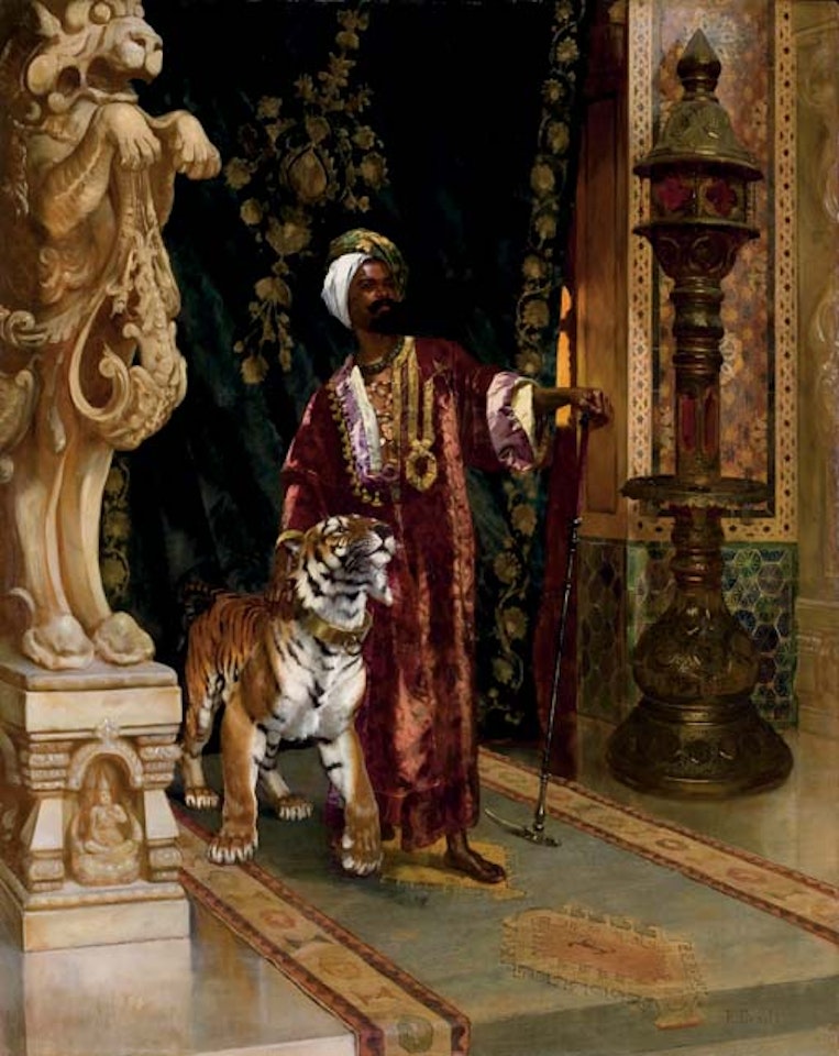 A sultan with a tiger by Rudolf Ernst