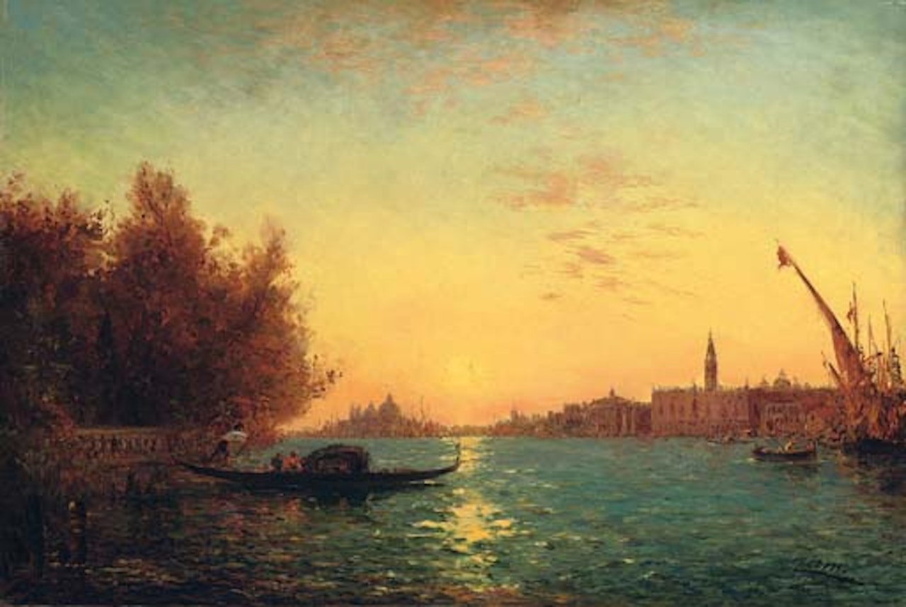 Venise, l"entrée lointaine du Grand Canal au soleil couchant (Venice, the Grand Canal, sunset) by Félix Ziem