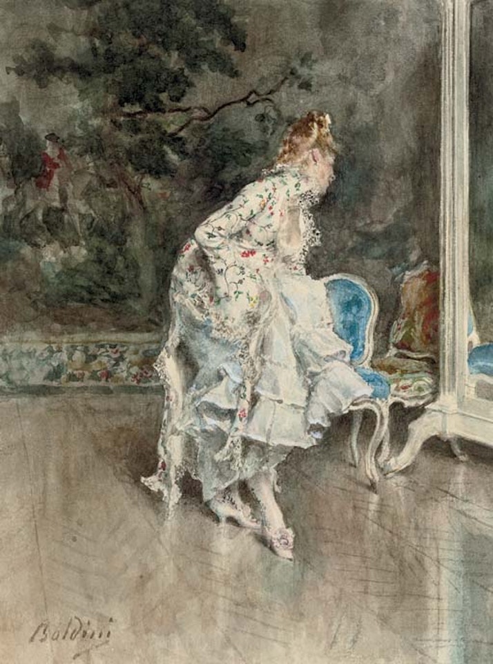 Signora in abito impero che si specchia (Lady in a mirror) by Giovanni Boldini
