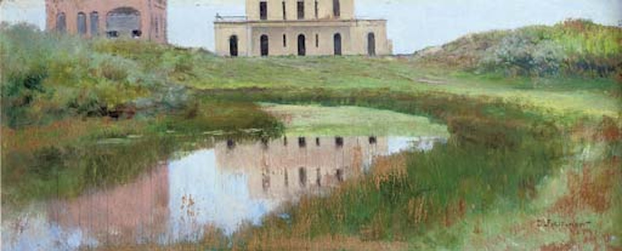Villa beside a pond by Ivan Pavlovitch Pochitonov