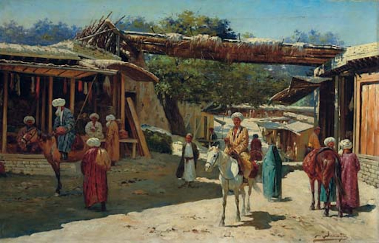 Street scene, Samarkand, Turkistan by Richard Karlovich Zommer