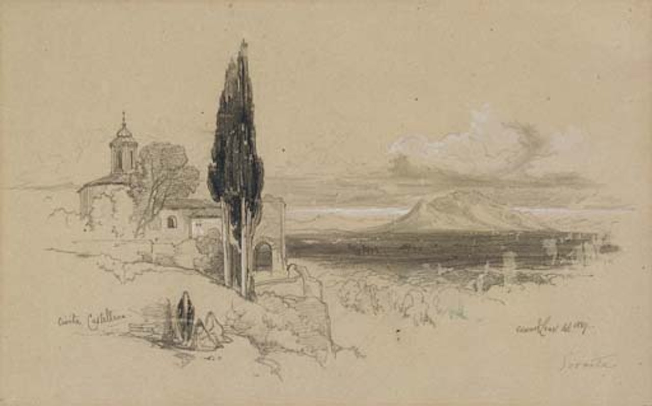 View of Civita Castellana with Mount Soracte in the distance by Edward Lear