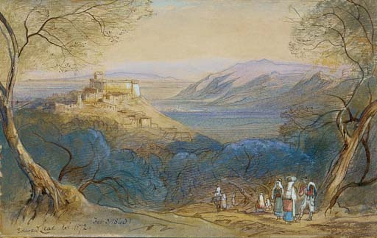 View of Castello Caetani and the hill town of Sermoneta, Lazio, Italy by Edward Lear