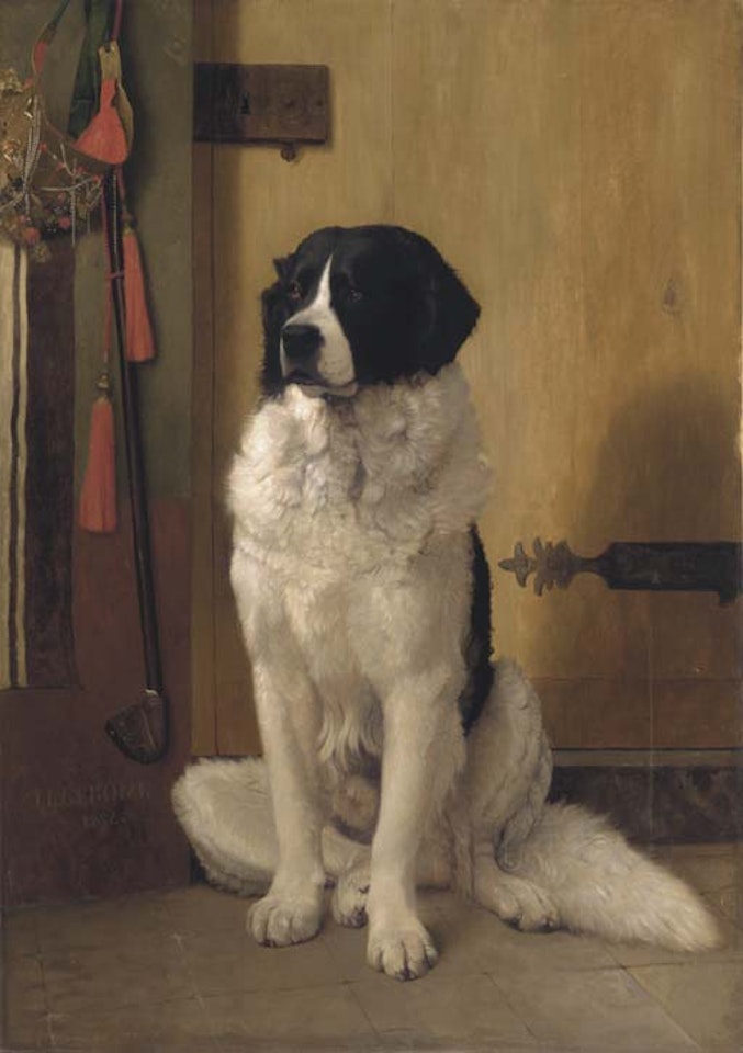 Etude de chien de terra-nuova, L'Attente by Jean Léon Gérome