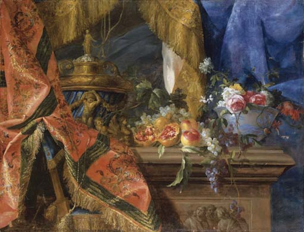 Urne, fruits et fleurs sur un entablement by Jean Baptiste Monnoyer