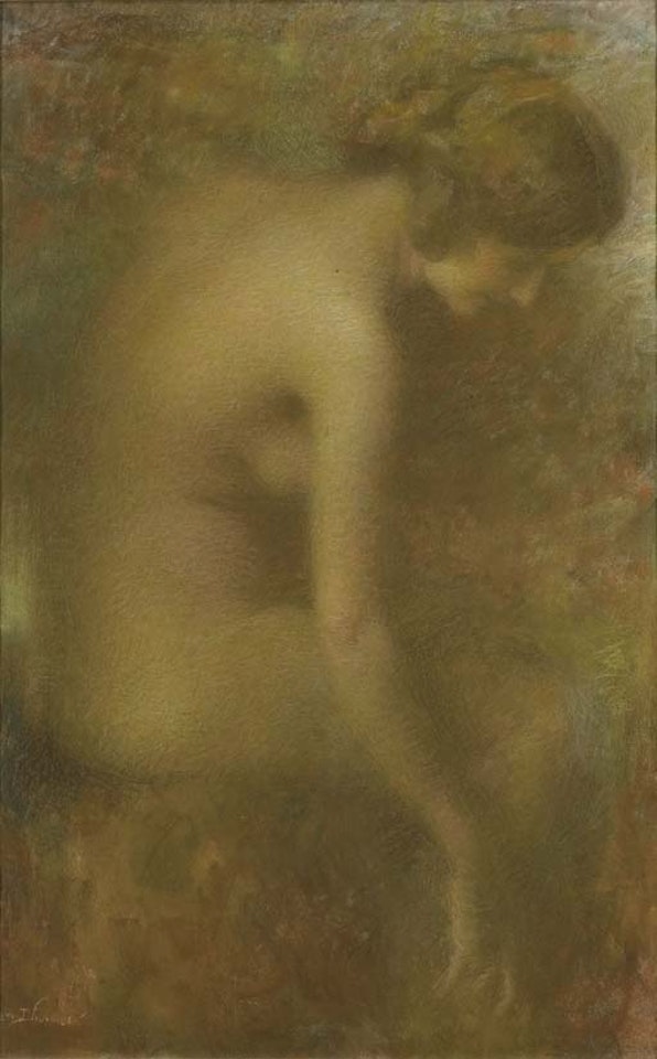 Femme assise, vue de dos by Lucien Lévy-Dhurmer