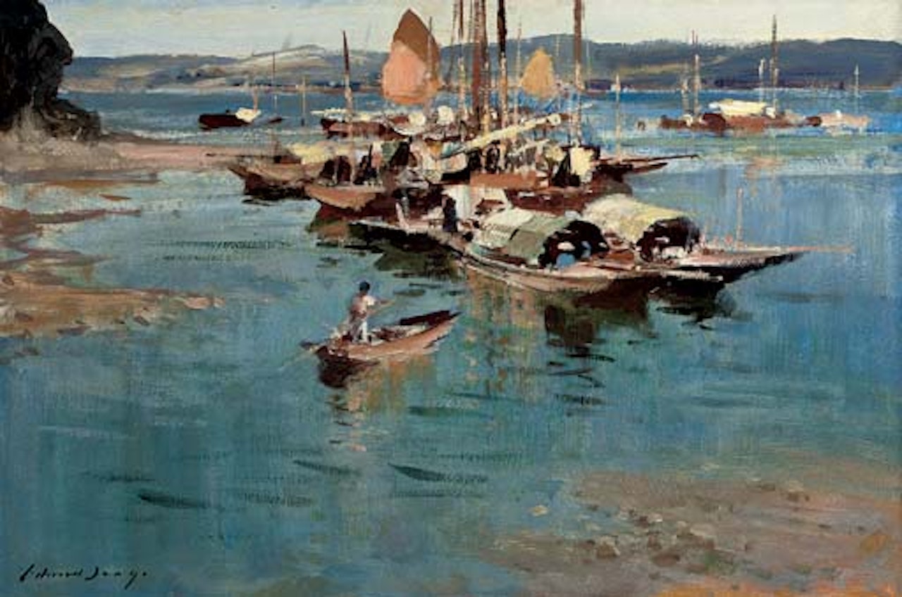 Fishing boats at Siu Hang, Hong Kong by Edward Seago