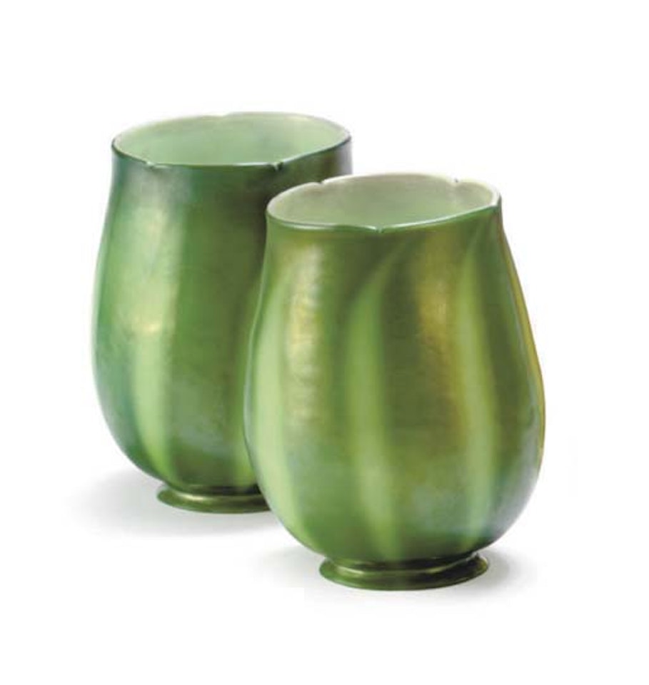 A Pair Of Favrile Glass Shades by Tiffany Studios