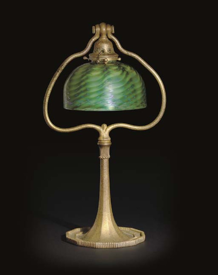 A Favrile Glass And Gilt-bronze Table Lamp by Tiffany Studios