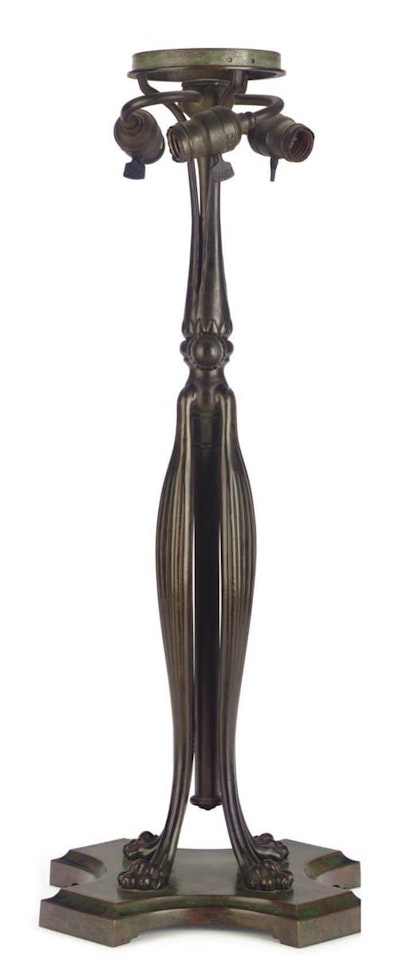An Adjustable Bronze Table Lamp Base by Tiffany Studios