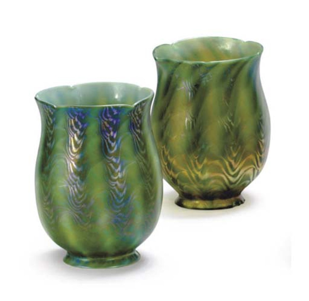 Two Favrile Glass Shades by Tiffany Studios