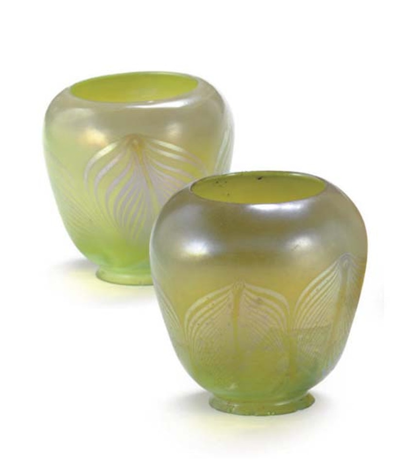 A Pair Of Favrile Glass Shades by Tiffany Studios