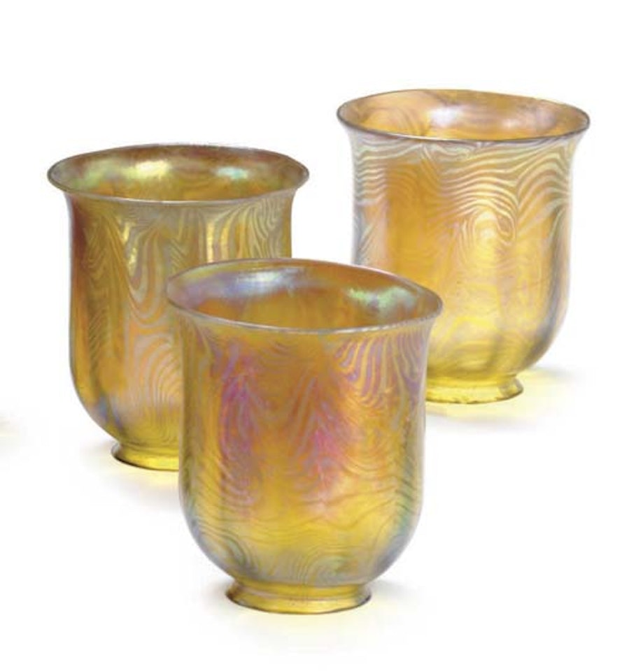 A Group Of Three Favrile Glass Shades by Tiffany Studios
