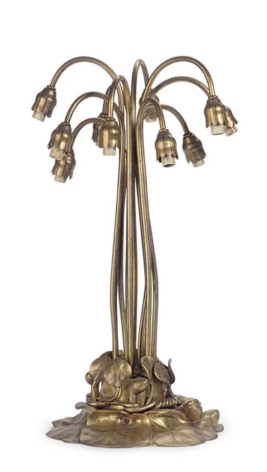 A Gilt-bronze Ten-light 'Lily' Table Lamp Base by Tiffany Studios