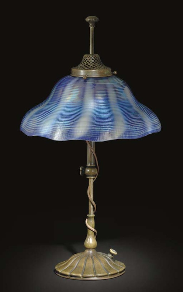 A Favrile Glass And Bronze Table Lamp by Tiffany Studios