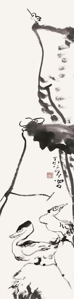 Lotus and birds by Ding Yanyong