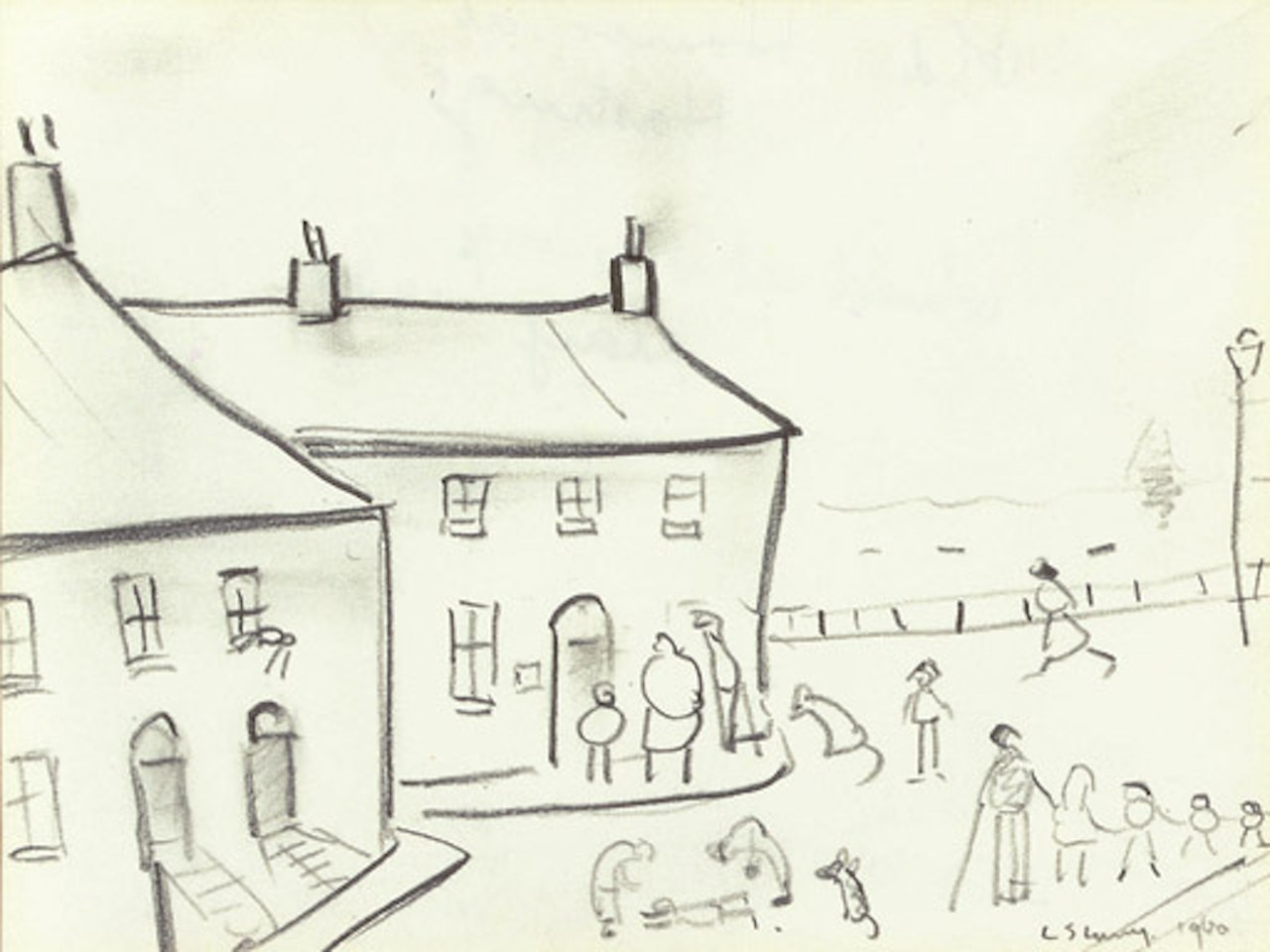 Old houses at Hastings by Laurence Stephen Lowry