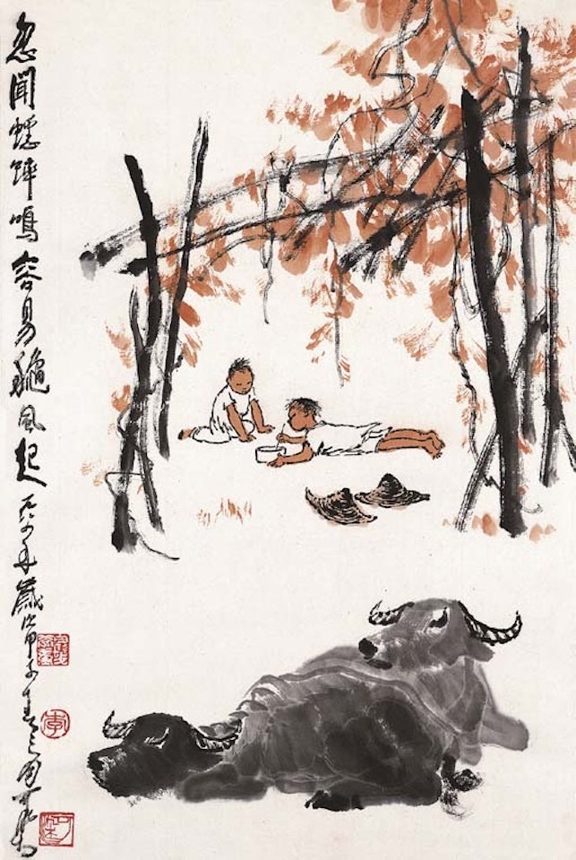 Cricket fight by Li Keran