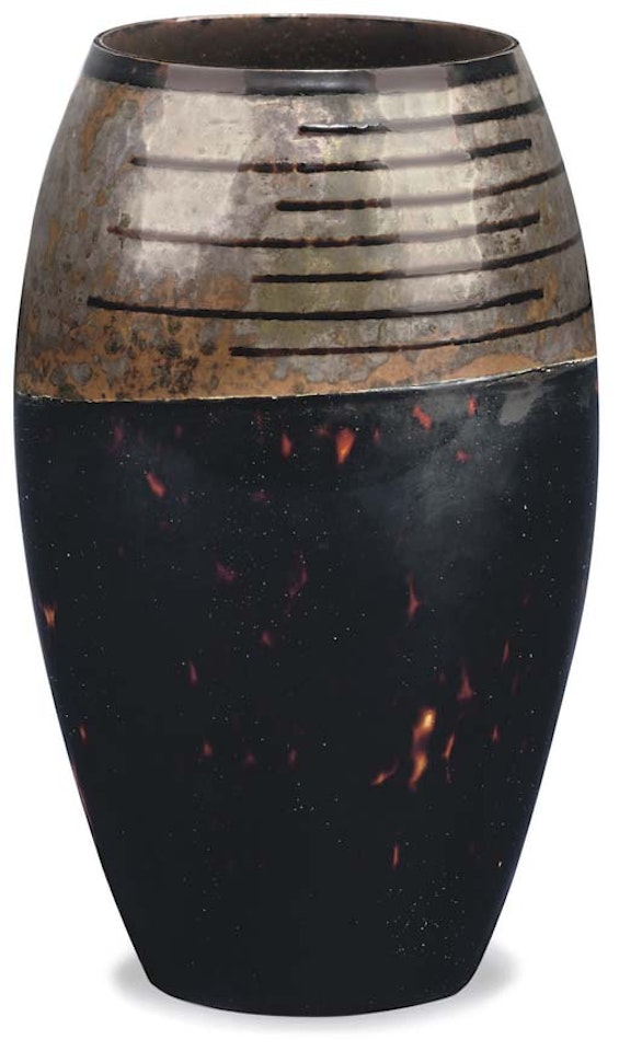 A Lacquered Dinanderie Metal Vase by Jean Dunand