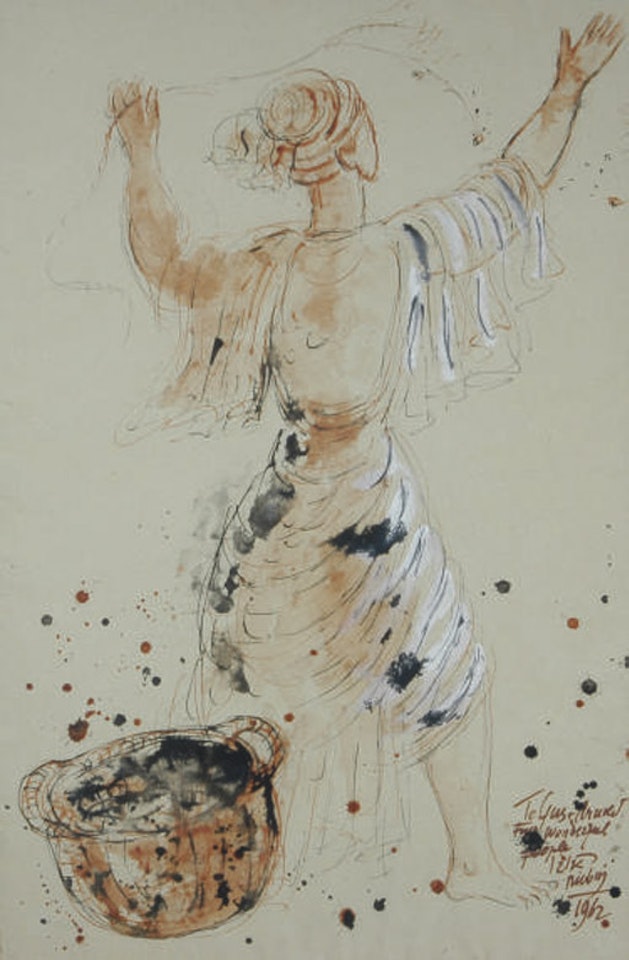 Figure with olive branch by Reuven Rubin