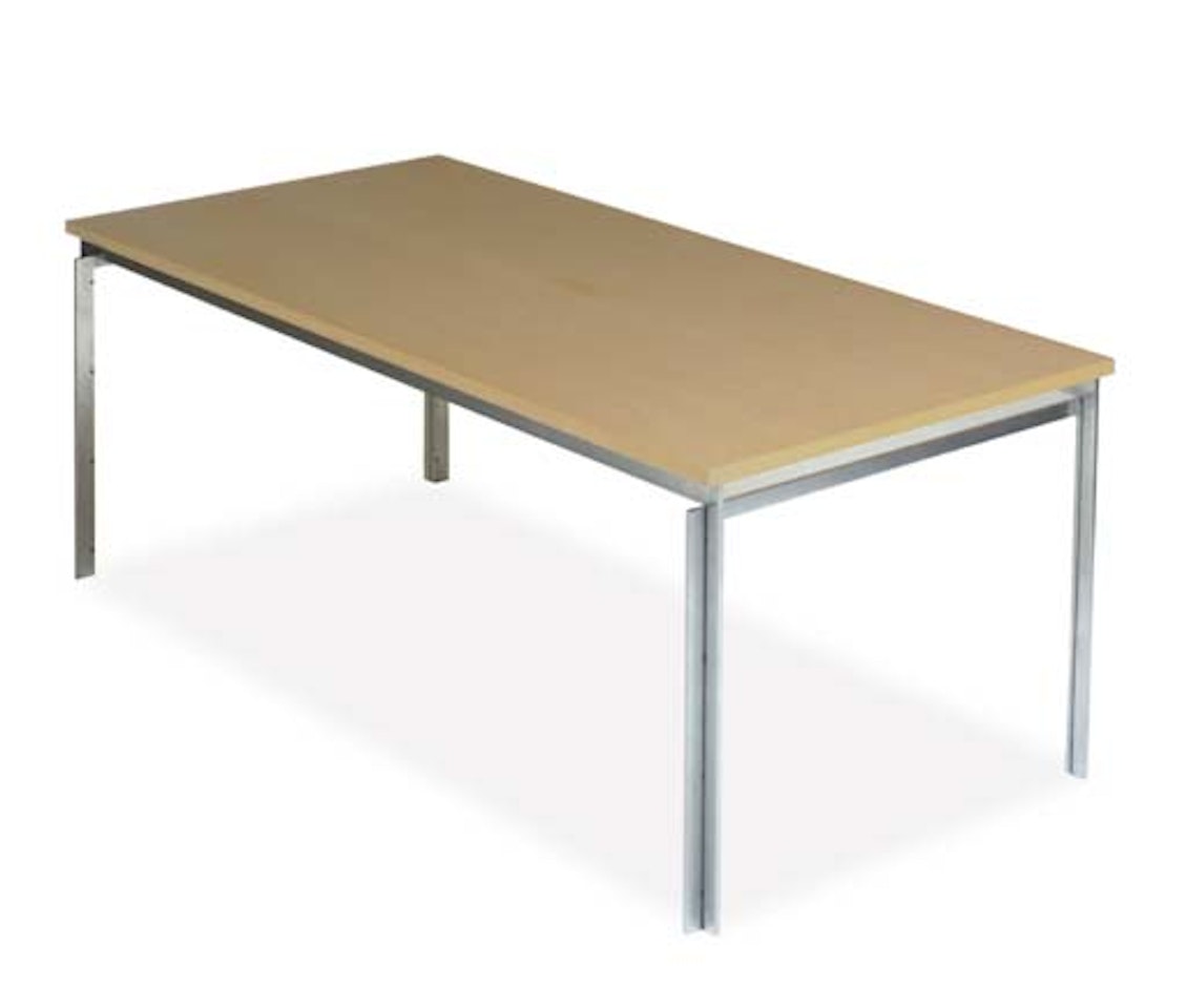 A Chromed-steel And Oregon Pine 'Pk55' Work Table by Poul Kjaerholm