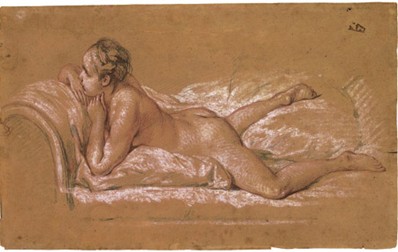 Female nude reclining on chaise longue by Francois Boucher