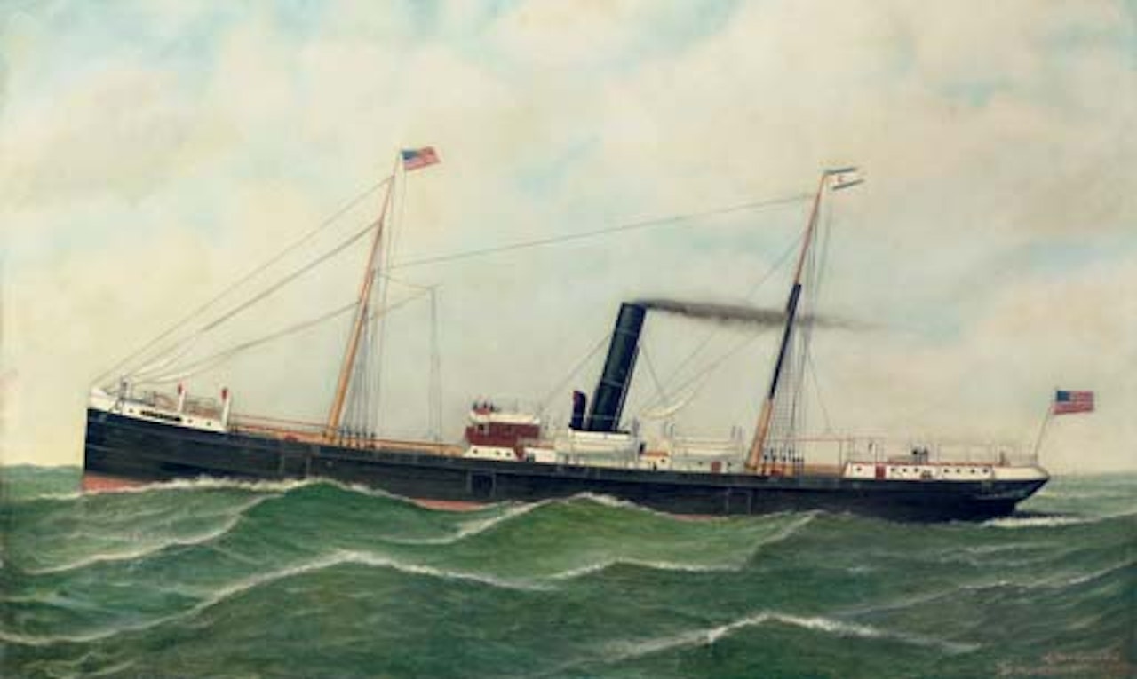 Clyde Steam Ship Company, Navahoe outward-bound for New York by Antonio Jacobsen