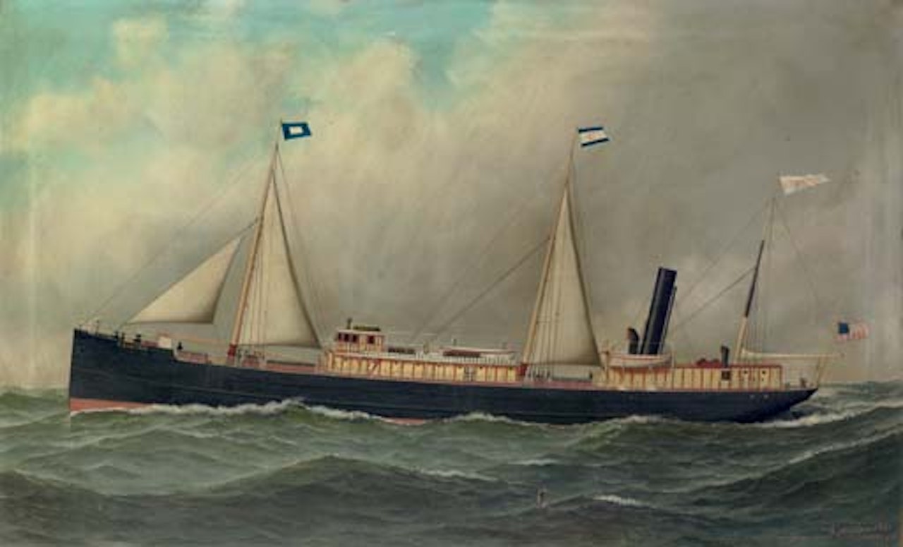 Croatan of the Clyde Line at sea by Antonio Jacobsen