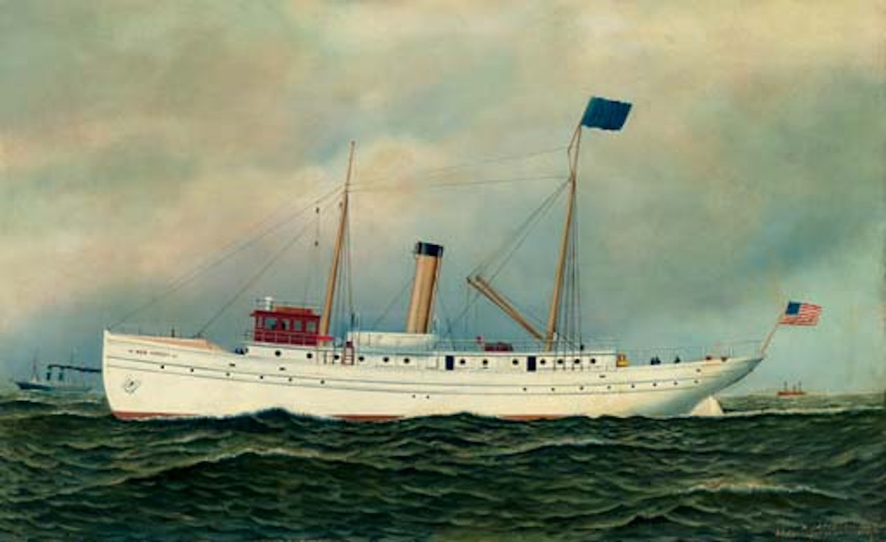 SS New Jersey of the Inman Line passing Sandy Hook lightship by Antonio Jacobsen
