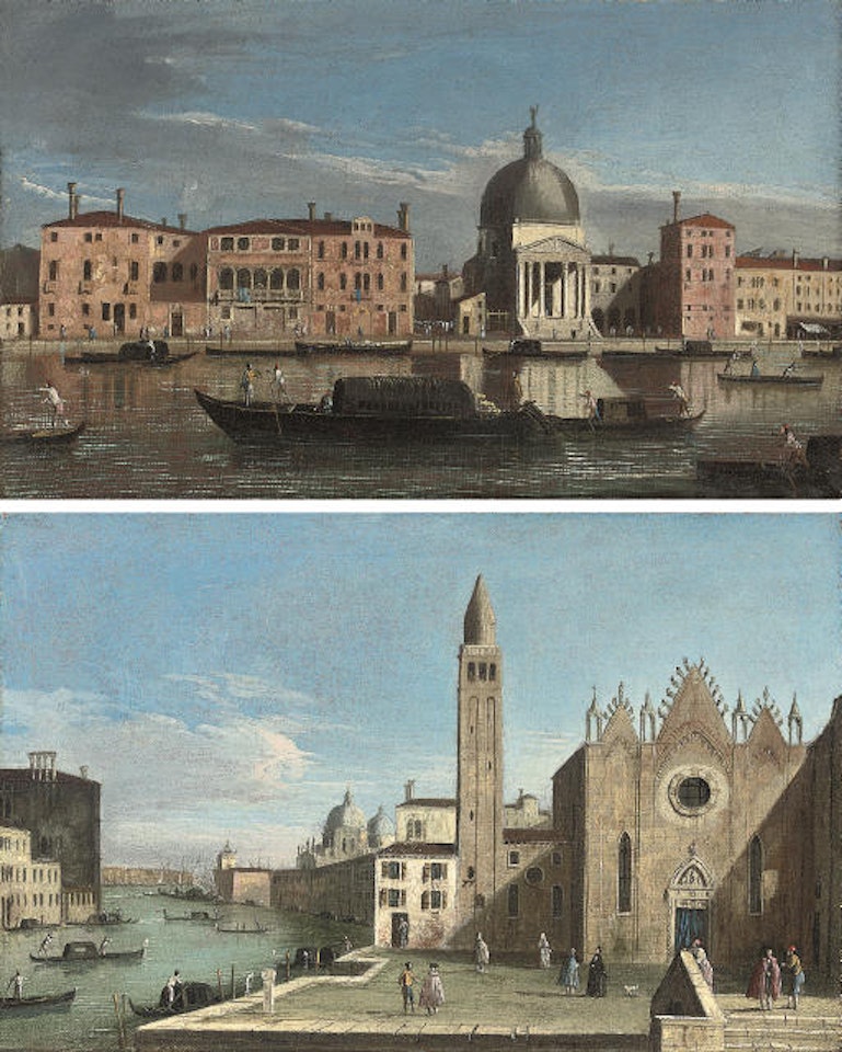 The Grand Canal, Venice, looking west towards San Simeone Piccolo and the Grand Canal, Venice, looking east with the Scuola della Carita by Apollonio Domenichini