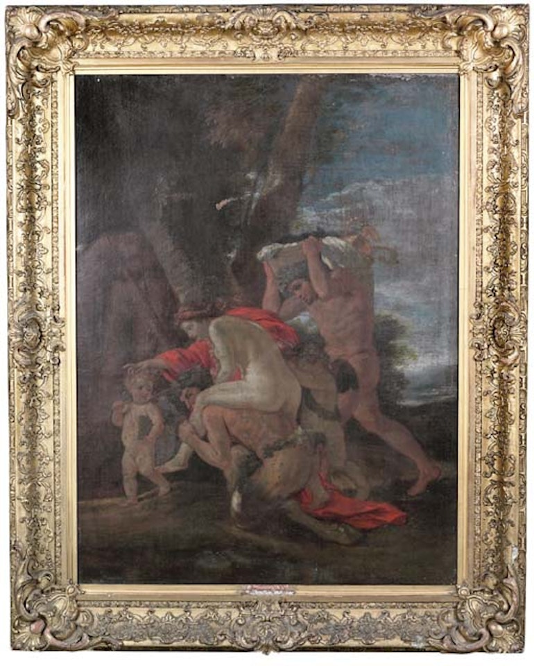 Nymph, satyr, faun and cupids by Nicolas Poussin