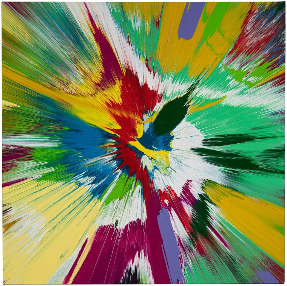 Beautiful mid-air flying duck collision... Ow painting by Damien Hirst