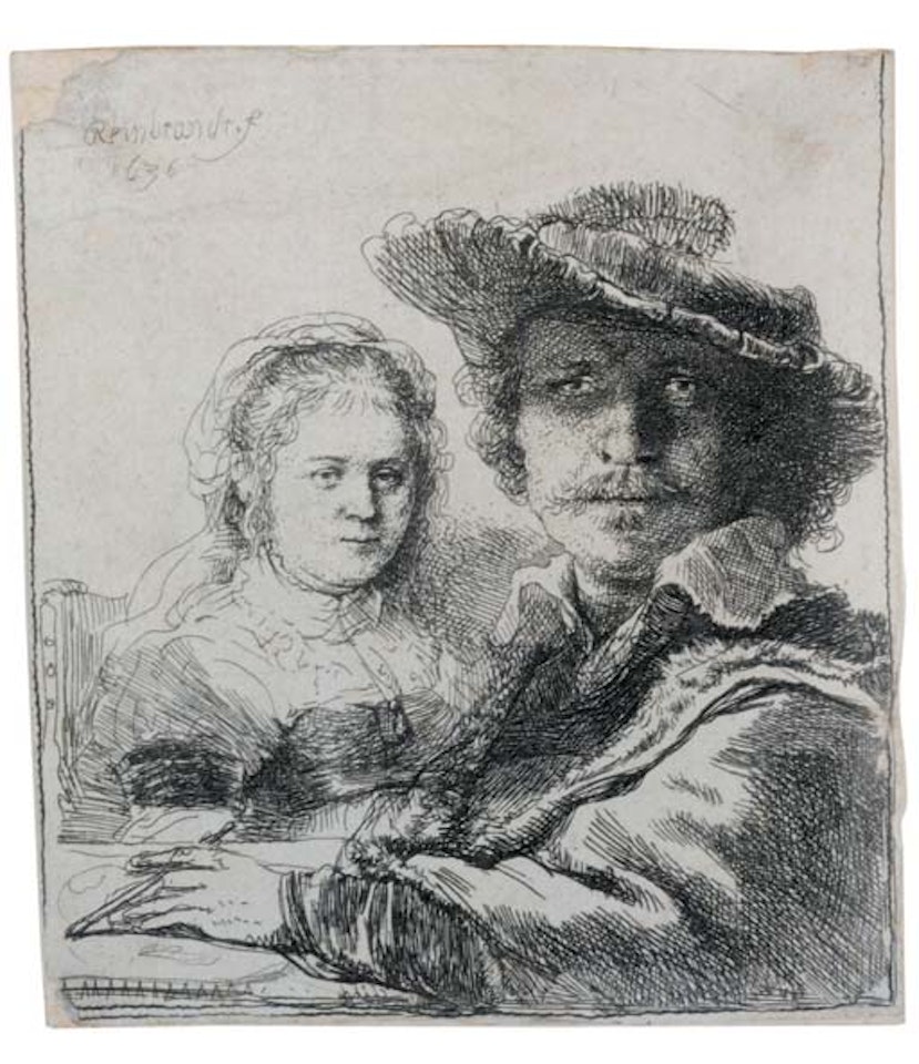 Self-Portrait with Saskia  (B., Holl. 19 H. 144) by Attributed to Rembrandt Harmensz van Rijn