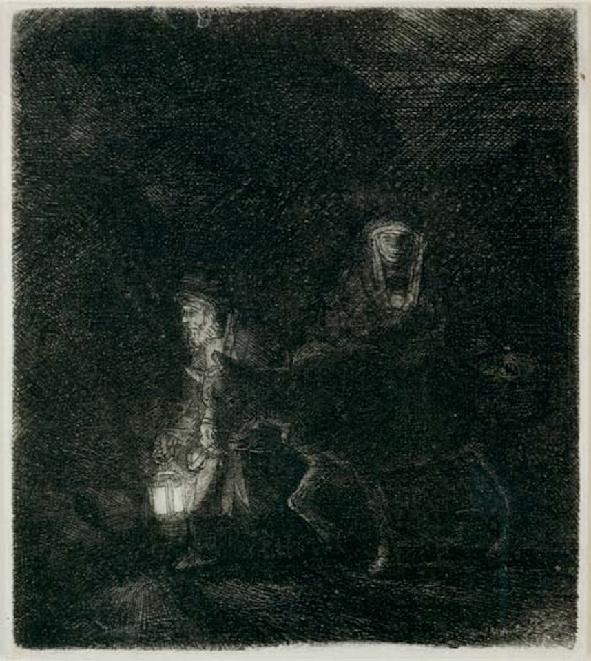 The Flight into Egypt: A Night Piece  (B., Holl. 53 H. 253) by Attributed to Rembrandt Harmensz van Rijn