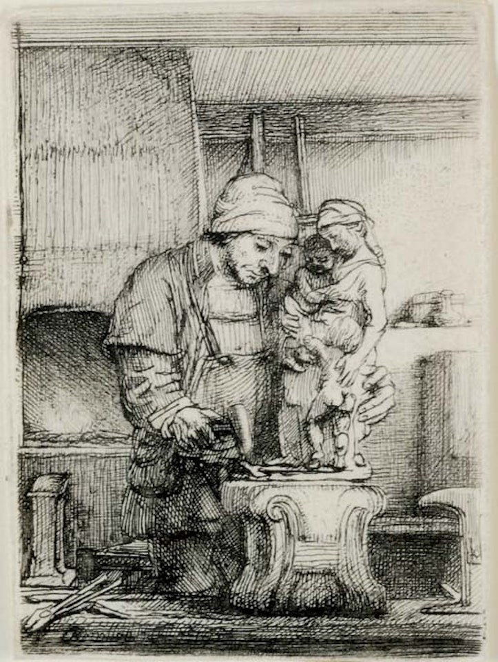 A Goldsmith  (B., Holl. 123 H. 285) by Attributed to Rembrandt Harmensz van Rijn