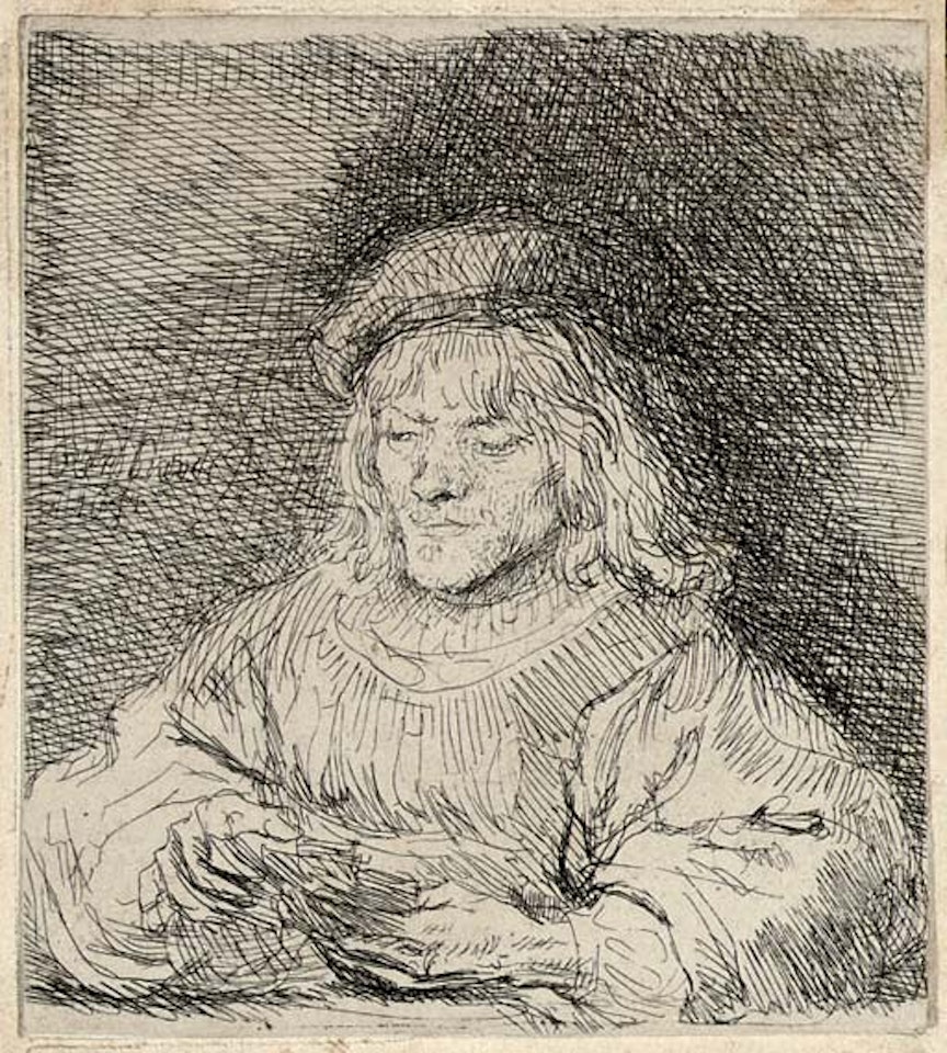 The Card Player  (B., Holl. 136 H. 190) by Attributed to Rembrandt Harmensz van Rijn