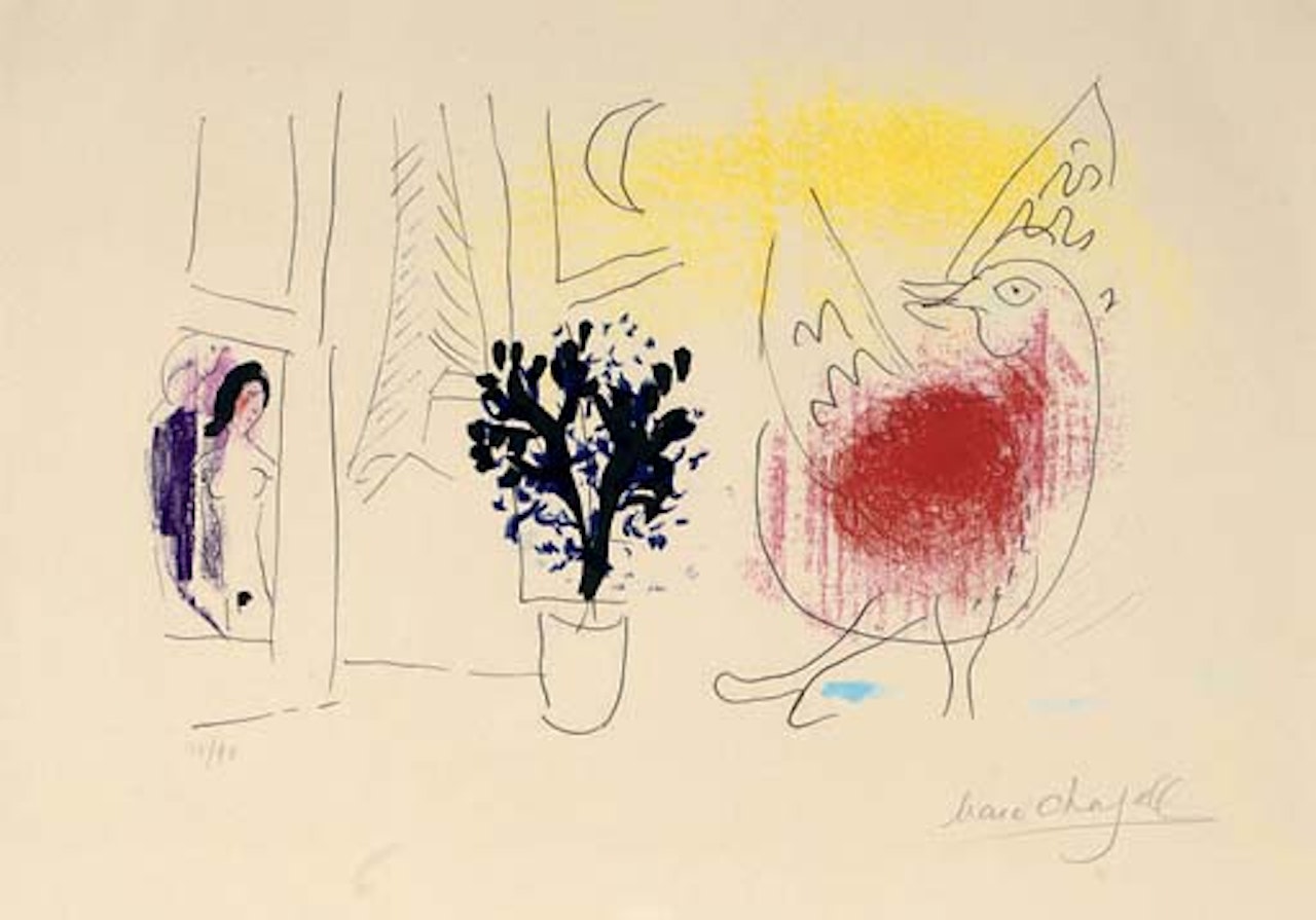 Le Coq Rouge , from  Chagall  (M. 203) by Marc Chagall