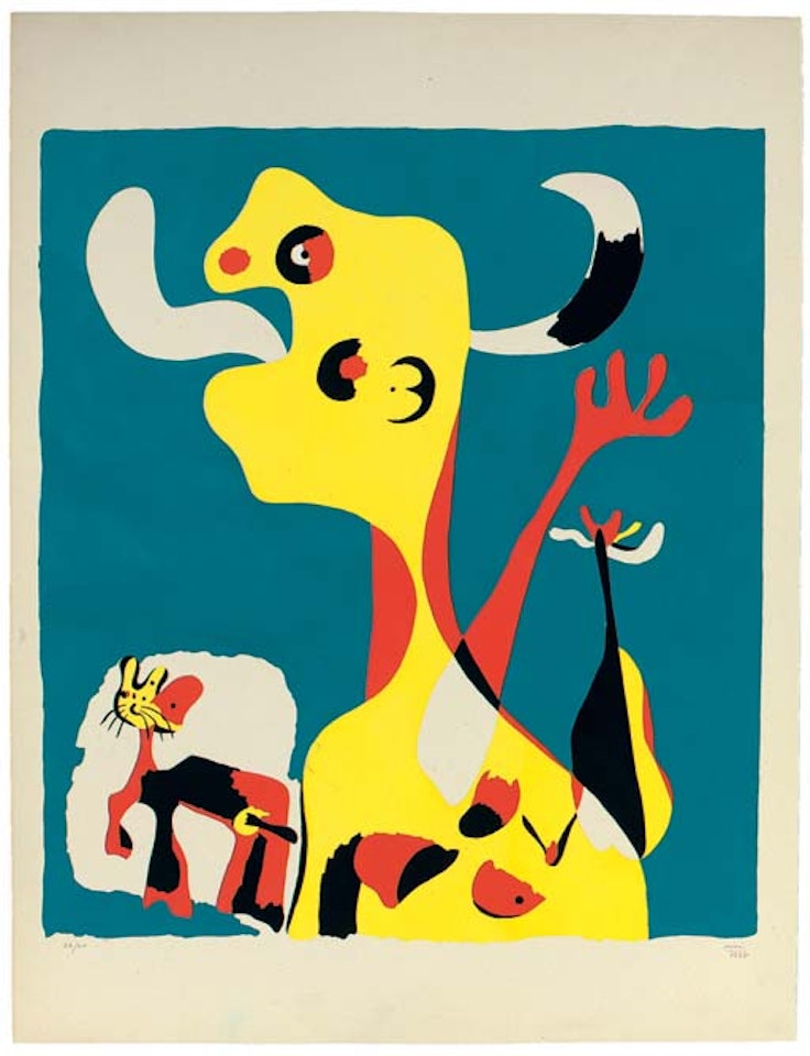 Femme et Chien devant la Lune  (D. 18) by Joan Miró