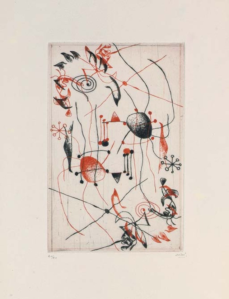One plate, from Série Noire et Rouge (D. 32) by Joan Miró