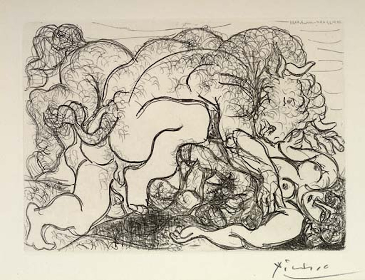 Minotaure attaquant une Amazone, from La Suite Vollard (B. 195 Ba. 356 III Bd) by Pablo Picasso