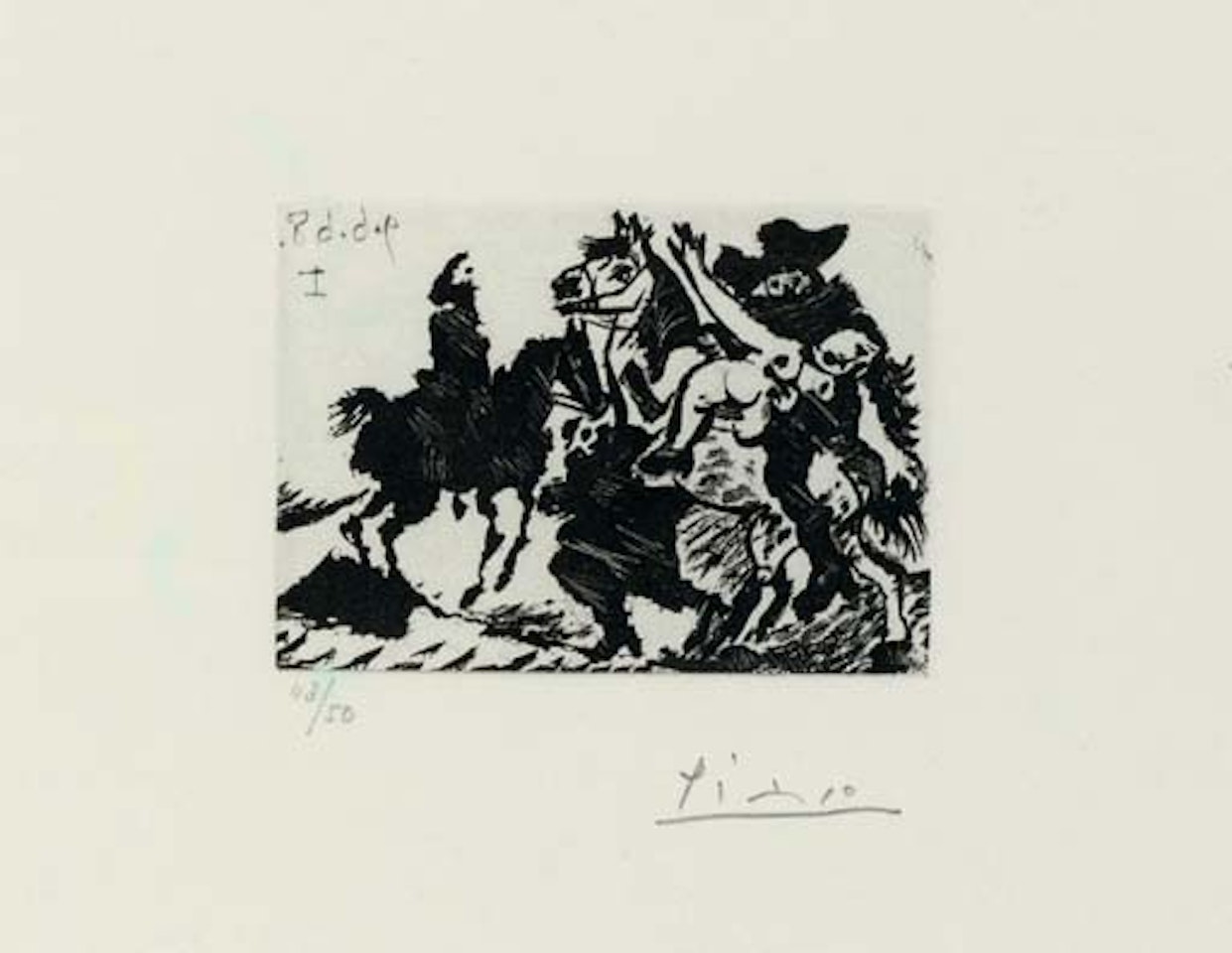 Reitre enlevant une Femme pour un Cavalier from SÃ©ries 347 (B. 1626 Ba. 1642 Bb1) by Pablo Picasso