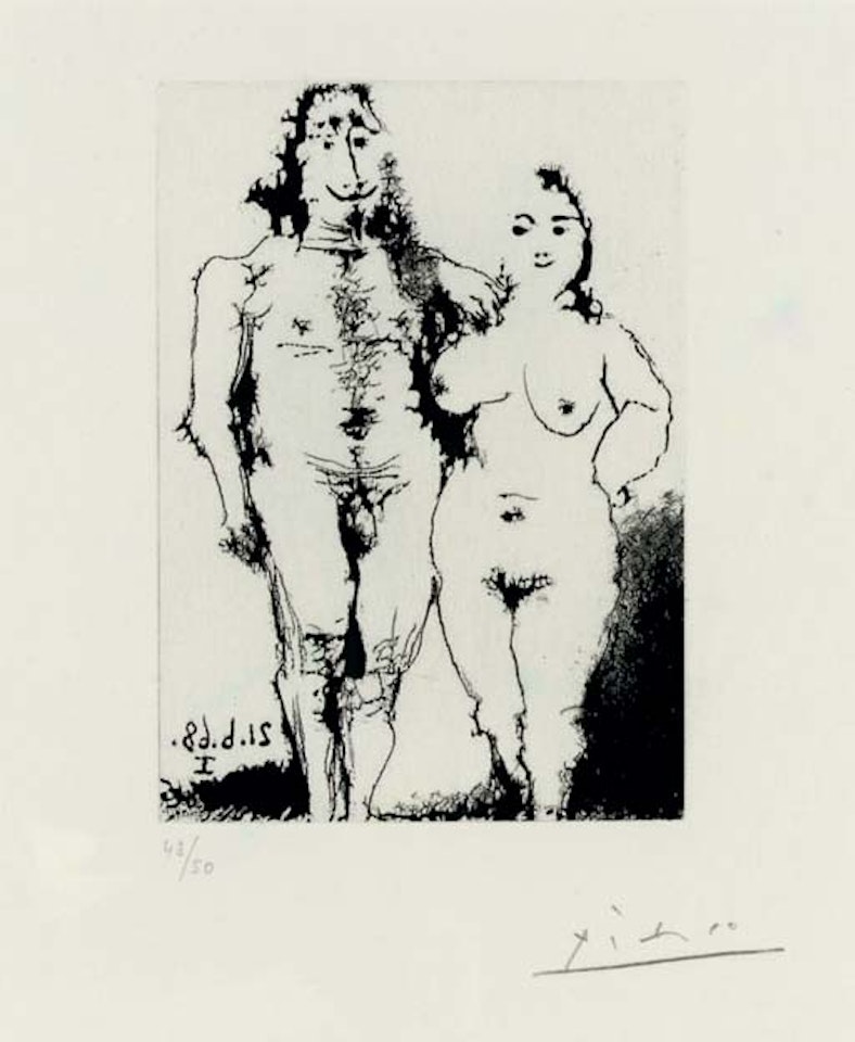 Couple nu posant, from Series 347 (B. 1654 Ba. 1670 Bb1) by Pablo Picasso