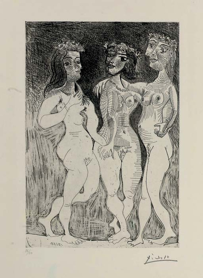 Les Trois GrÃ¢ces couronnÃ©es de Fleurs (B. 303 Ba. 631 II Cb1) by Pablo Picasso