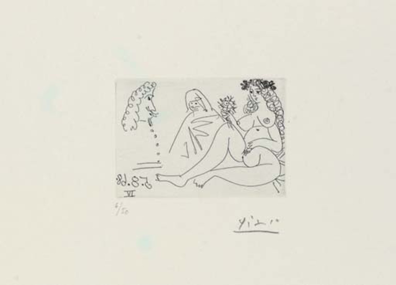 Femme blonde à la Fleur , from  Séries 347  (B. 1729 Ba. 1749 Bb1) by Pablo Picasso